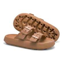 Men's Slide Cloud Buckle Slippers New Arrival Comfortable Flat Sole - 駝色 - 查看 1
