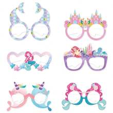 6 Piezas Decoraciones de Fiesta de Sirena, Accesorios para Photocall con Gafas de Papel con Temática de Sirena para Fiesta de Cumpleaños de Adultos, Verano, Playa, Navidad - Multicolor - Ver 8