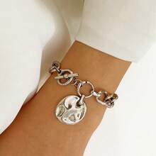 1pc Women's Retro Geometric Bracelet, Simple Stylish Versatile Daily Wear, Dating - Antique Silver - View 11