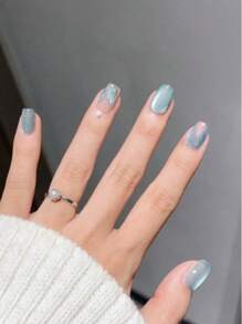 10 sztuk teksturowanych szklanych koralików syrenki, kolorowe końcówki do paznokci w kształcie kociego oka, najwyższej jakości delikatne rozjaśniające czyste ręcznie robione ozdoby do paznokci