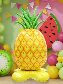 1pc Giant Pineapple Foil Balloon With Base - Summer Party Decoration, Hawaiian Theme, Suitable For Beach And Camping Parties, Tropical Party Decorations, Inflatable Tropical Decor, Summer Party Supplies