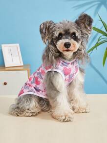 1 pezzo Corpetto per animali domestici con stampa cartoni animati, abbigliamento estivo per cuccioli, canottiera traspirante per cani piccoli come barboncini e gatti, indumento per animali domestici