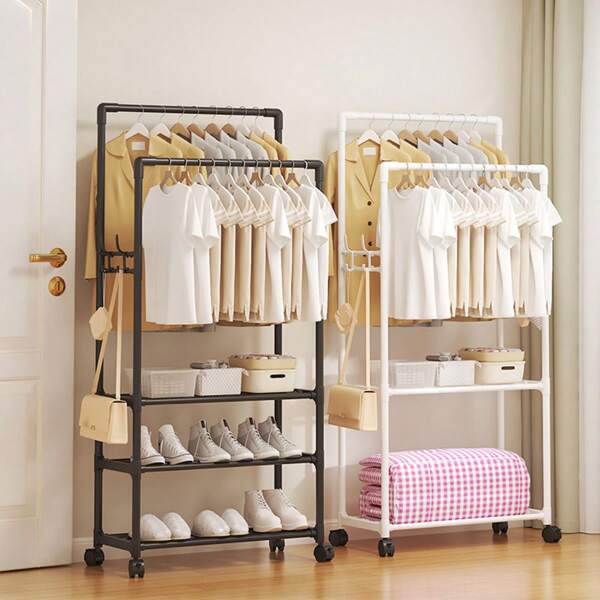 1 pieza Estante organizador de almacenamiento multifuncional de varios niveles para ropa, zapatos y sombreros, de fácil montaje