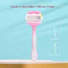 Lâminas para Mulheres, Lâminas para Mulheres para Barbear com 6 Lâminas, Lâminas de Barbear com Tira de Umidade Suavizante e Alça Antiderrapante, Lubrificação de 360° Reduz a Irritação, Remoção de Cabelos, Para Rosto, Braços, Pernas, Mãos, Axilas, Aparador Corporal Feminino, 1 Cabo com 5 Refis de Lâmina, Remoção de Cabelo, Lâmina Facial, Lâmina de Barbear, Removedor de Pelos Faciais, Auto Cuidado Epilador, Ferramentas de Cuidados de Verão, Aparador Corporal para Viagem, Itens Essenciais de Férias