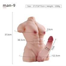 20 Pound Realistic Torso Men's Sex Doll, Life Size Sex Doll With Flexible Dildo, Realistic Sex, Equipped With A 7-Inch Flexible Huge Penis, Used For G-Spot Anal Clitoral Stimulation, A Neutral Masturbator Sex Toy For Gay And Lesbian Couples, Suitable For Female Masturbation (Clothing Not Included)