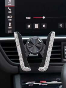 1PC Car Phone Holder Sparkling Imitation Diamond Car Vent Installation Clip Phone Holder Holder Car Holder Interior Accessories Women