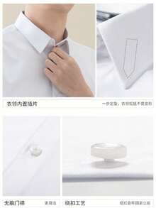 Camisa clásica de manga larga para hombre Business Formal, Elegante camisa casual para caballero para hombre - Púrpura polvoriento - Ver 3