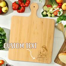 1 件雕刻切菜板，个性化结婚礼物，乔迁礼物，个性化切菜板，周年纪念礼物，桨式切菜板 - A4 Pattern Desgin 2 - 查看 2