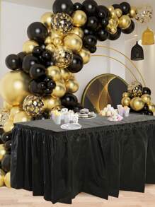 2pcs/Pack Plain Disposable Table Skirt, PE Rectangle Tablecloth And Skirt Decoration For Wedding Birthday Party Supplies,Christmas