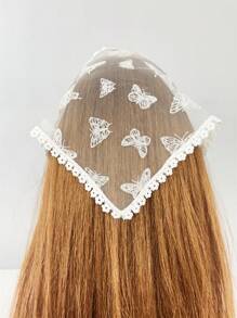 1 Stück eleganter Damenschal/Kopftuch mit Blumen-Spitze, doppelt verwendbar als Deko, Outfit-Accessoire, Haarband, passend zu Kleidern, Alltagsoutfits, Boho-Stil Haarband Turban Stirnband Schweißband