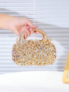1pc Glittering Elegant Party Handbag, Luxury Women's Crystal Clutch Bag, Fashion Perfume Tote Bag, Handmade Sparkling Crystal Studded Purse, Suitable For Noble Ladies Attending Parties, Balls, Gatherings And Banquets (Fits 6.5" Phones) - Multicolor - View 11
