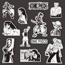 ONE PIECE 65PCS Cartoon Anime One Piece Zoro Black And White Stickers Cool Graffiti Decals DIY Phone Suitcase Laptop Fridge Wall Decoration Sticker Toy Room Decor Home Decor