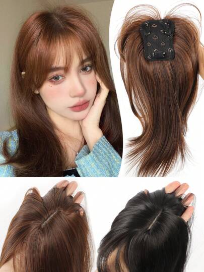 Haartoppers für Frauen 360° 3D Abdeckung Topper mit Pony Haarverlängerungen Clip In Pony für lichtes Haar zum täglichen Tragen Naturschwarz