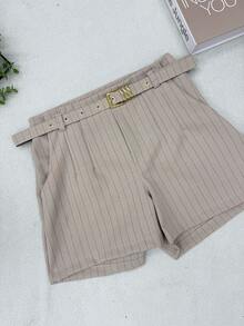 AZALEA Women's Striped Shorts With Tailored Belt - Sọc mơ - Xem 4