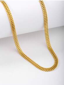 1pc Fashionable Stainless Steel Chain Necklace For Women For Daily Decoration - Yellow Gold - View 3