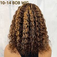 200% Density 40 Inch 13*4 13x6 4*4 5x5 HD Full Lace Front Glueless Wigs Human Blended Hair, Highlight Jerry Curly Wave Brazilian Remy Blended Human Blended Hair Wig,Pre-Plucked With Baby Hair Honey Blonde 4/27 Colored With High Temperature Resistant Fiber Synthetic Wigs For Women Factory Wholesale 10-14inch Bob Wig - S4/27 - View 10