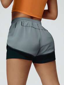 Women's 2-In-1 Running Shorts, Sports Shorts - Multicolor - View 4