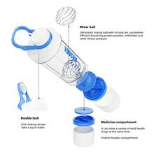 21oz Protein Shaker Bottle With Powder Storage Container-Shaker Cups For Protein Shakes-Pre Workout Bottle-Mixer Cup-Gym Sport Water Bottle -Made With Tritan,With Wire Whisk Balls - Blue - View 4