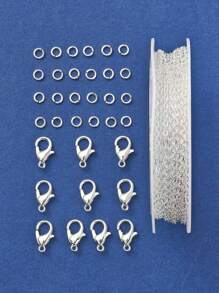 1 rollo de aproximadamente 3 metros de cadena de cobre, 10 broches de langosta de aleación de zinc, 30 piezas de juego individual de hierro DIY, adecuado para la fabricación de joyas de pulseras y collares