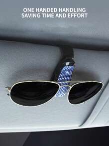 Sonnenbrillenklammer für Autos mit Strass besetzt, multifunktionales Auto Zubehör Brillenhalter für Sonnenblende mit Diamanten