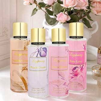 Ligspring 【250ml四香家庭香氛喷雾】樱花/玫瑰/蜜桃/香草 | 无酒精天然配方 | 持久清新衣物空气两用 | 甜蜜送礼