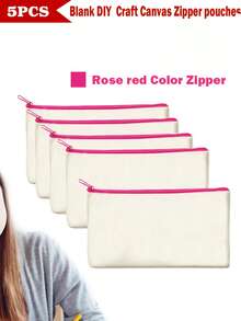 5/10/20pcs Set Blank Canvas Tote Bags For DIY Painting And Digital Printing, Portable Cosmetic Bags For Toiletries, Travel Makeup, Gifts To Express Love And Gratitude, Cute Handbag/Wallet/Snack/Gift Storage Bag With Zipper For Lipstick, Brush, Skincare, Phones, Coins, Small Items Make Up Bag - Beige - View 27