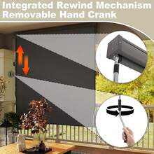 VA-Cerulean Vertical Awning 120/160/180/200 X 250 Cm For Balcony And Terrace – Weather-Resistant Privacy And Sun Protection With Hand Crank – Vertical Roller Blind For Indoor And Outdoor Use – Balcony Privacy Screen With PU Coating – Anthracite/Gray - Dark Grey - View 5
