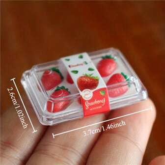 1/6 Scale Dollhouse Accessories, Miniature Broccoli, Strawberry Crate, Fake Kitchen Vegetable Food Model, Toys For Blyth BJD Doll House Decor, Photography Props