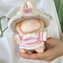 [Numai haine] Costum de păpușă Crybaby din bumbac, set unic pufos pentru păpuși de 6-7 inch, accesoriu pentru păpuși cu pandantiv breloc, haine universale pentru păpuși, decorează-ți păpușile (păpușa nu este inclusă)