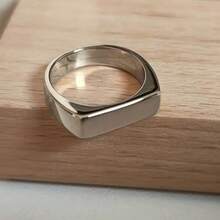 1 Pair Of Simple Geometric Stainless Steel Unisex Ring – Silver And Gold Plated - 銀色 - 查看 2
