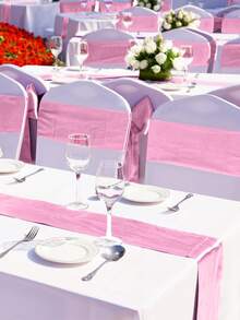 2/4/6/12/24 件缎面桌旗 11 X 108 英寸粉色长款婚礼缎面丝绸桌旗 适用于婚宴毕业典礼生日派对装饰 - 粉色 - 查看 4