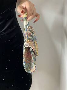 Túi xách thêu họa tiết hoa xuân/hè mới cho nữ, phong cách cổ điển, họa tiết hoa Trung Quốc, phù hợp với sườn xám, lý tưởng để sử dụng hàng ngày, tiệc tùng, tụ họp, đám cưới, nhẹ, mặt dây chuyền cổ điển đa năng, ví đeo tay thanh lịch cho nữ - Màu vàng - Xem 4