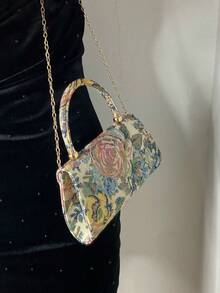 Túi xách thêu họa tiết hoa xuân/hè mới cho nữ, phong cách cổ điển, họa tiết hoa Trung Quốc, phù hợp với sườn xám, lý tưởng để sử dụng hàng ngày, tiệc tùng, tụ họp, đám cưới, nhẹ, mặt dây chuyền cổ điển đa năng, ví đeo tay thanh lịch cho nữ - Màu vàng - Xem 7