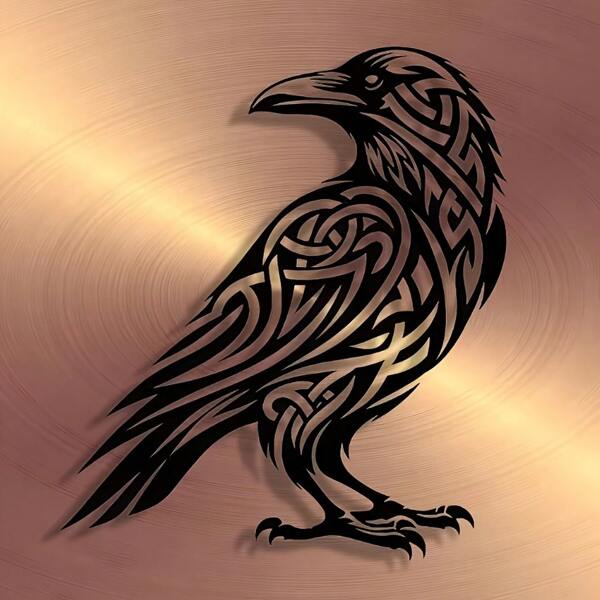 Viking Crow Wall Art, Metal Silhouette Decoration, Nordic-Style Bird Sculptures, Featherless, No Electricity, Suitable For Home, Living Room, Bedroom, Office, Garden, Hotel