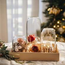 1pc Small Glass Bud Vase, Modern Mini Clear Vase For Living Room And Bedroom Home Decoration Flower Centerpiece, Decorative Vase For Living Room, Dining Table, Wedding, Lover's Date, Party