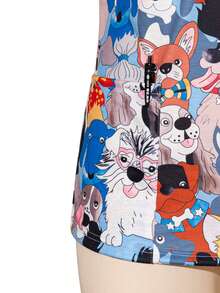Women's Spring & Summer Cartoon Dogs V-Neck Scrub Short Sleeve Nurse Uniform Tops With Pockets For Women - Multicolor - View 5