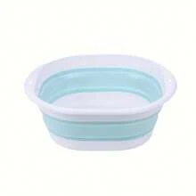 Three-Size Collapsible Basin - Portable Plastic Bucket With Frame, Rectangular Design, Multi-Functional For Hand/Foot Wash, Laundry, Travel, Includes Mop Bucket, Durable Material Back To School - Green - View 6