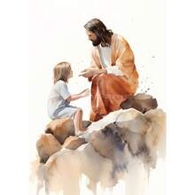 1pc Rellgion Jesus In Prayer Sheep Christian Child Bible Canvas Printing Wall Arts Picture For Living Room Decor Posters Optional Frame ,Wall Art With Frame - Multicolor - View 38