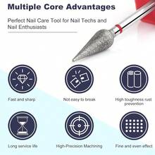 10 piezas Juego de brocas de diamantes de imitación con diseño de llama para cutículas - Brocas profesionales de 3/32'' para manicura y pedicura, eliminación de piel muerta, herramientas de calidad de salón - Multicolor - Ver 7