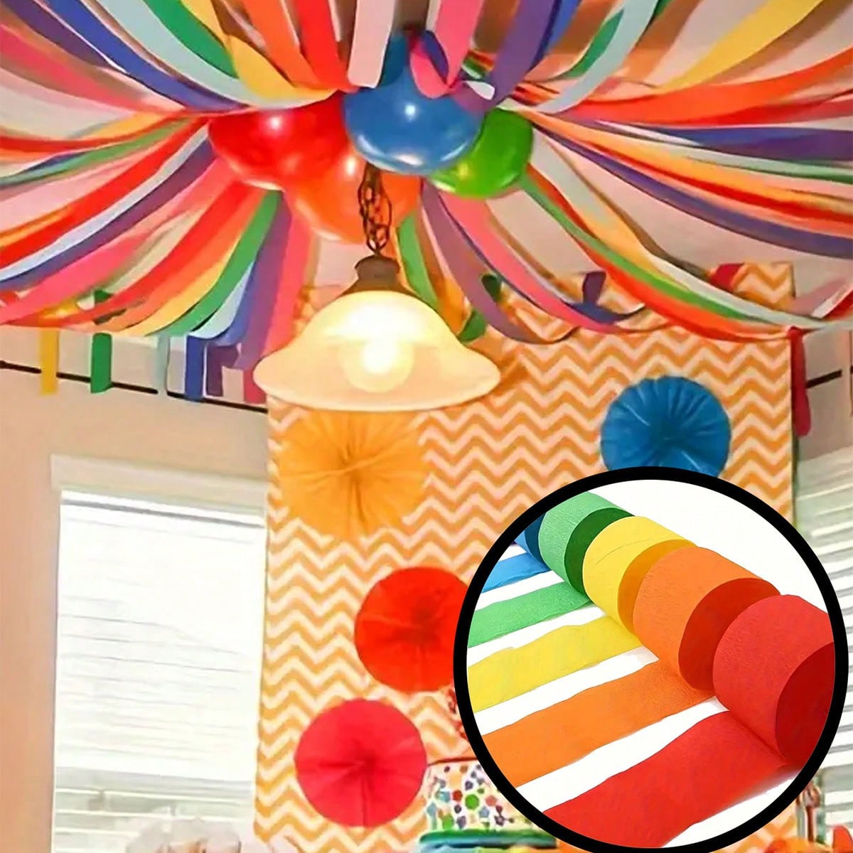 6 pezzi di festoni colorati in carta crespa, pieni di vitalità, per feste arcobaleno, decorazioni per vacanze, compleanni, matrimoni, Natale,