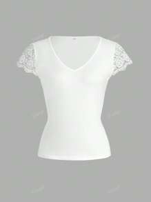 Top casual a maglia a maniche corte con taglio casual per donne, adatto per l'estate