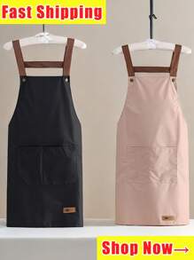 Waterproof And Oil Resistant Canvas Apron ,Adjustable Waistband, Breathable Fabric, New Kitchen Home Cooking Oil And Stain Resistant Apron, Wear Resistant,Kitchen, Bathroom, Family, Household Products,With Pockets , Multi-Purpose, Suitable For Coffee Bars And Restaurants