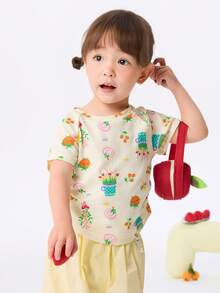 Balabala Baby Short Sleeve T-Shirt Girls' Top 2025 Summer New Cute Stylish - Yellow-green Hue - View 1
