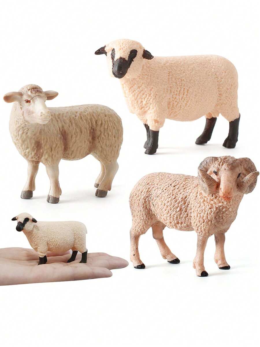 3pcs/1pc Realistic Static Simulation Mountain Goat Sheep Shetland Sheep Series Ornament - Multicolor - View 1