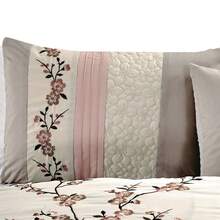 Linnea 7-Piece Luxury Cherry Blossom Floral Embroidery Comforter Set - Blush/Neutral/Taupe Cheery Blossom - View 2