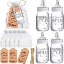 10pcs Baby Shower Favor Footprint Metal Keychain Bottle Openers With Organza Bags And Thank You Tags Baby Shower Family Decorations Gifts - Champagne - View 8