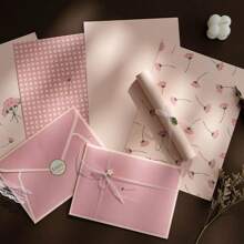 Carta da lettere con buste, carta da lettere floreale, carta da lettere vintage floreale con stickers e nastri in chiffon, 4 fogli con 2 buste, per il ritorno a scuola