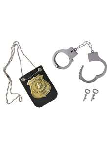 4pcs Police Pretend Play Set,Police Hats, Police Necklaces, Handcuffs,Costume Props, Festival Party Costumes