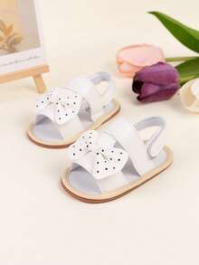 Infant Girls' Fashionable Cute Bowknot Anti-Slip Rubber Sole Prewalker Shoes - White - View 2