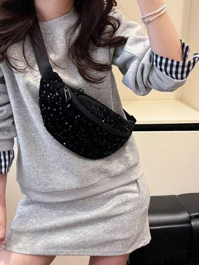 حقيبة خصر للنساء ذات شراشيب عصرية، متعددة الاستخدا...